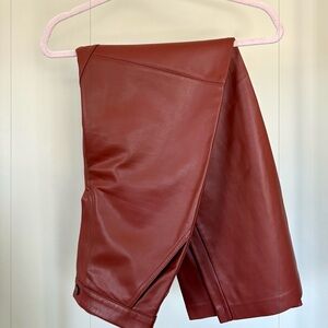 OAK + FORT Faux Leather Pant in Rust